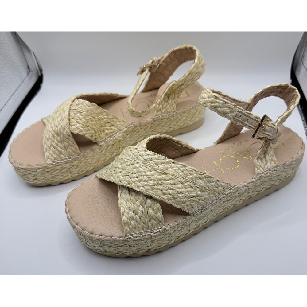 Beach by Matisse Womens Raffia Platform Sandals Tan Woven Espadrille 9M